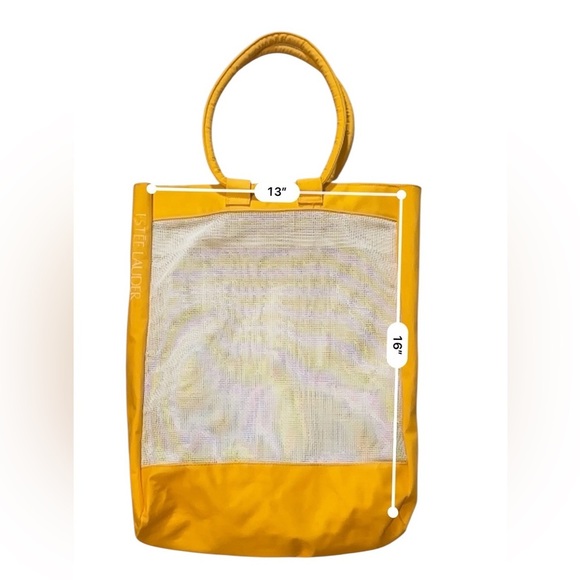 Estee Lauder Goldenrod Yellow Vintage Canvas Mesh Tote Bag - Picture 7 of 7